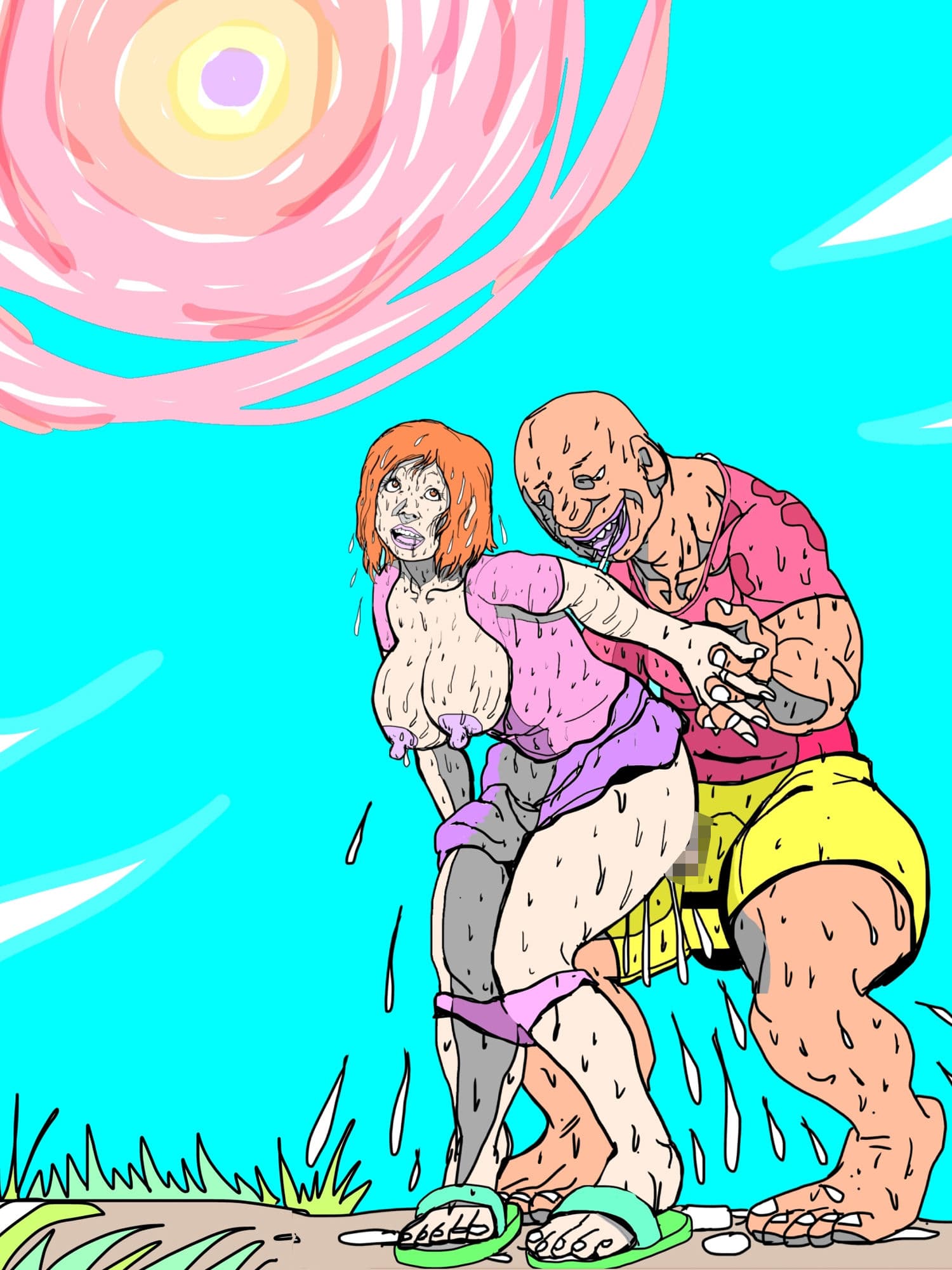 真夏の太陽の下近所の奥さんが見知らぬ男と汁だくまぐわいやってた サンプル4