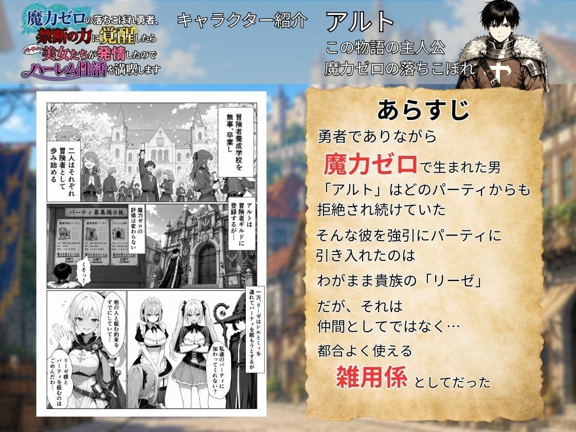 魔力ゼロの落ちこぼれ勇者、禁断の力に覚醒したらパーティの美女たちが発情したのでハーレム性活を満喫します サンプル1