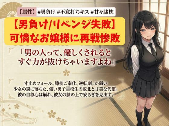 【男負け/リベンジ失敗】格上男子生徒、可憐なお嬢様に再戦惨敗〜全裸手コキ＆膝枕パフパフで再び骨抜きKO！控室のハンデお仕置き付き〜