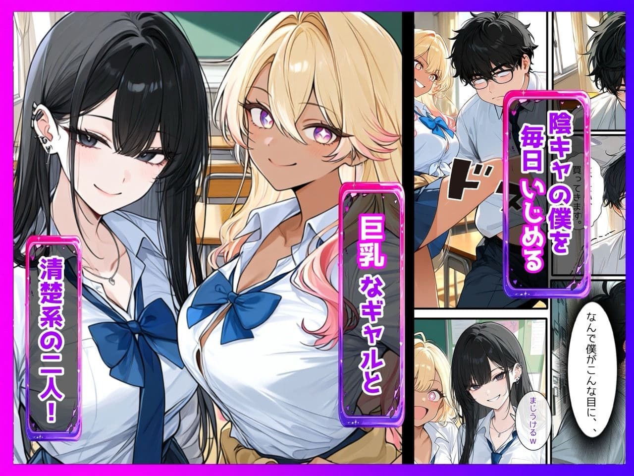 【陰キャ逆転】記憶操作アプリでいじめっ子の巨乳ギャルと清楚系を完堕ちわからせする話 サンプル1