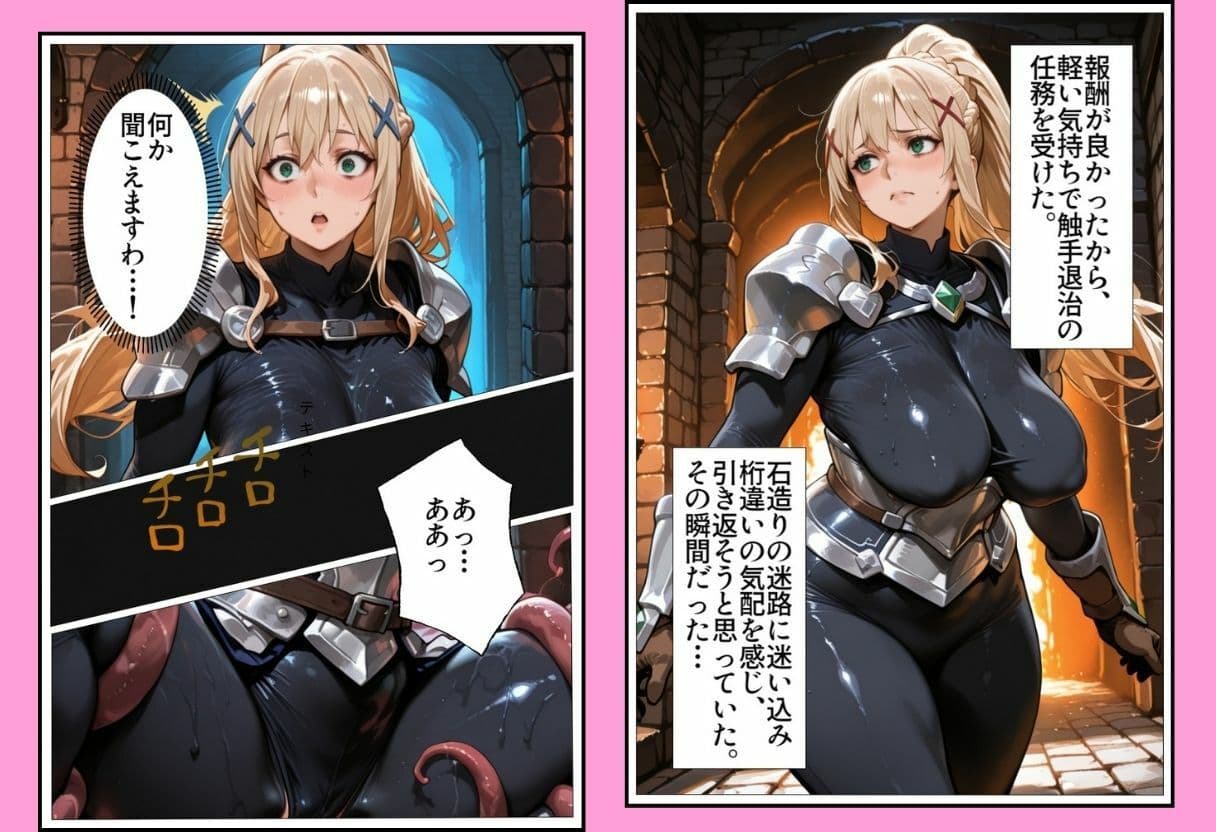 触手と肉棒でガチイキ巨乳騎士 サンプル1