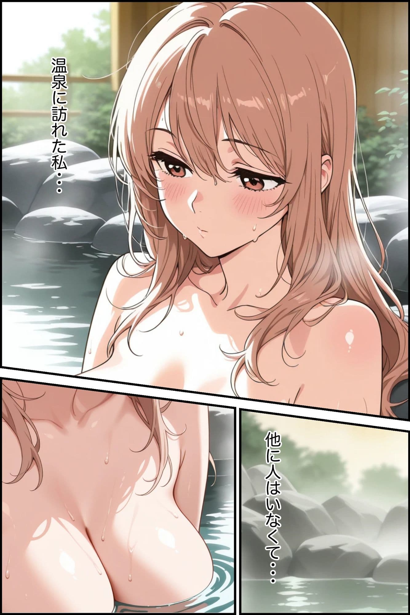 露天風呂で無防備な金髪巨乳のお姉さんが屈強な男に襲われて中出しされた話 サンプル1
