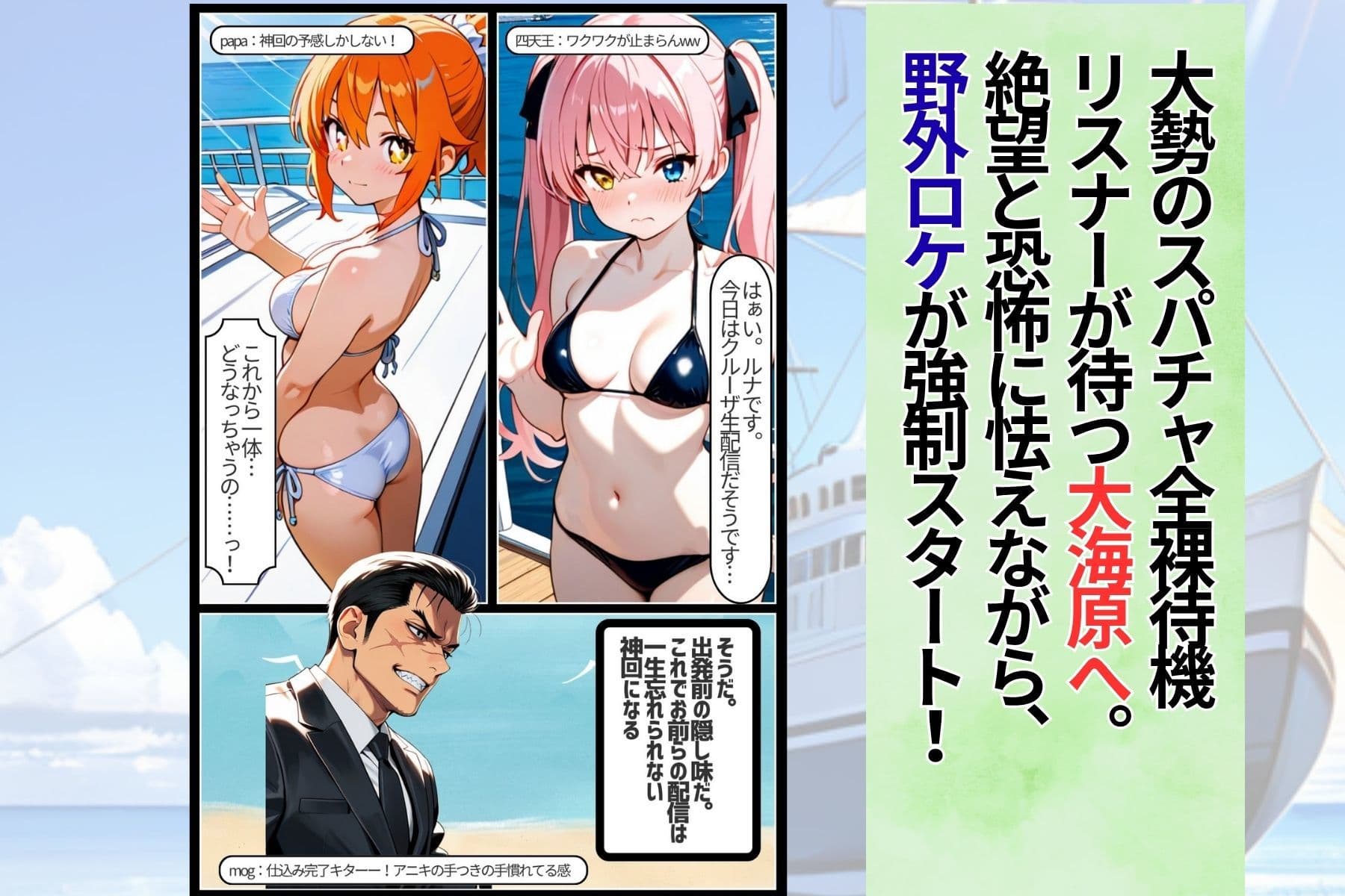 野外クルーザーで生配信したらダブルで雌堕ちさせられました サンプル5