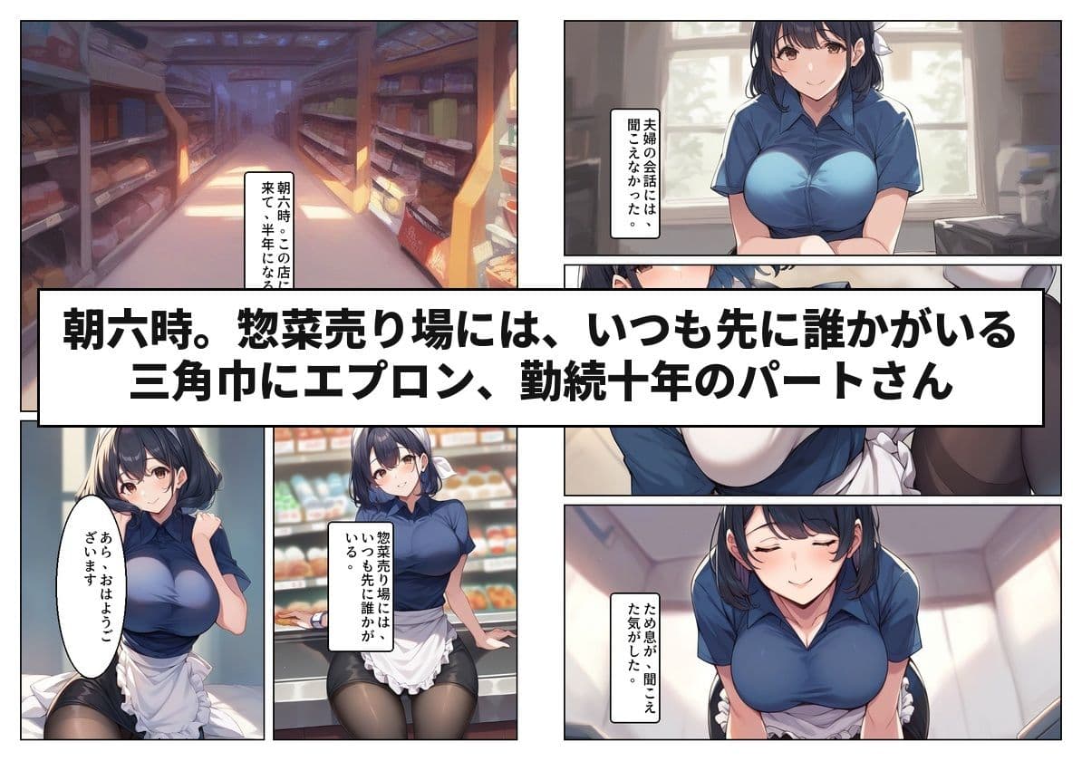 惣菜売り場のパート主婦（42）と夫のいる店のバックヤードで汗だく本気中出しセックスした話 サンプル1