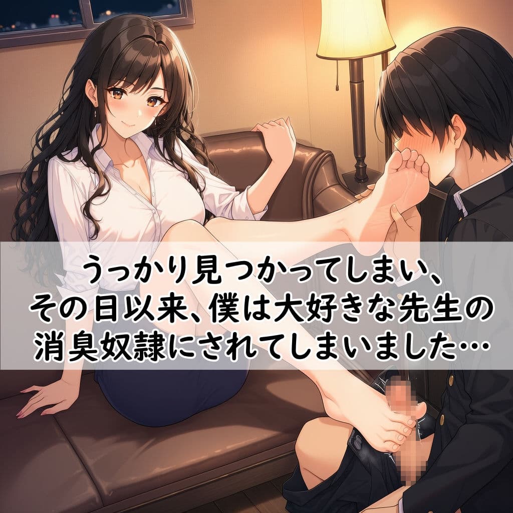 【足の匂いフェチ】密かに憧れていた美人教師の校内履きパンプスの匂いをこっそり嗅いでいたら、バレて消臭奴○にされた僕【足コキ】 サンプル2