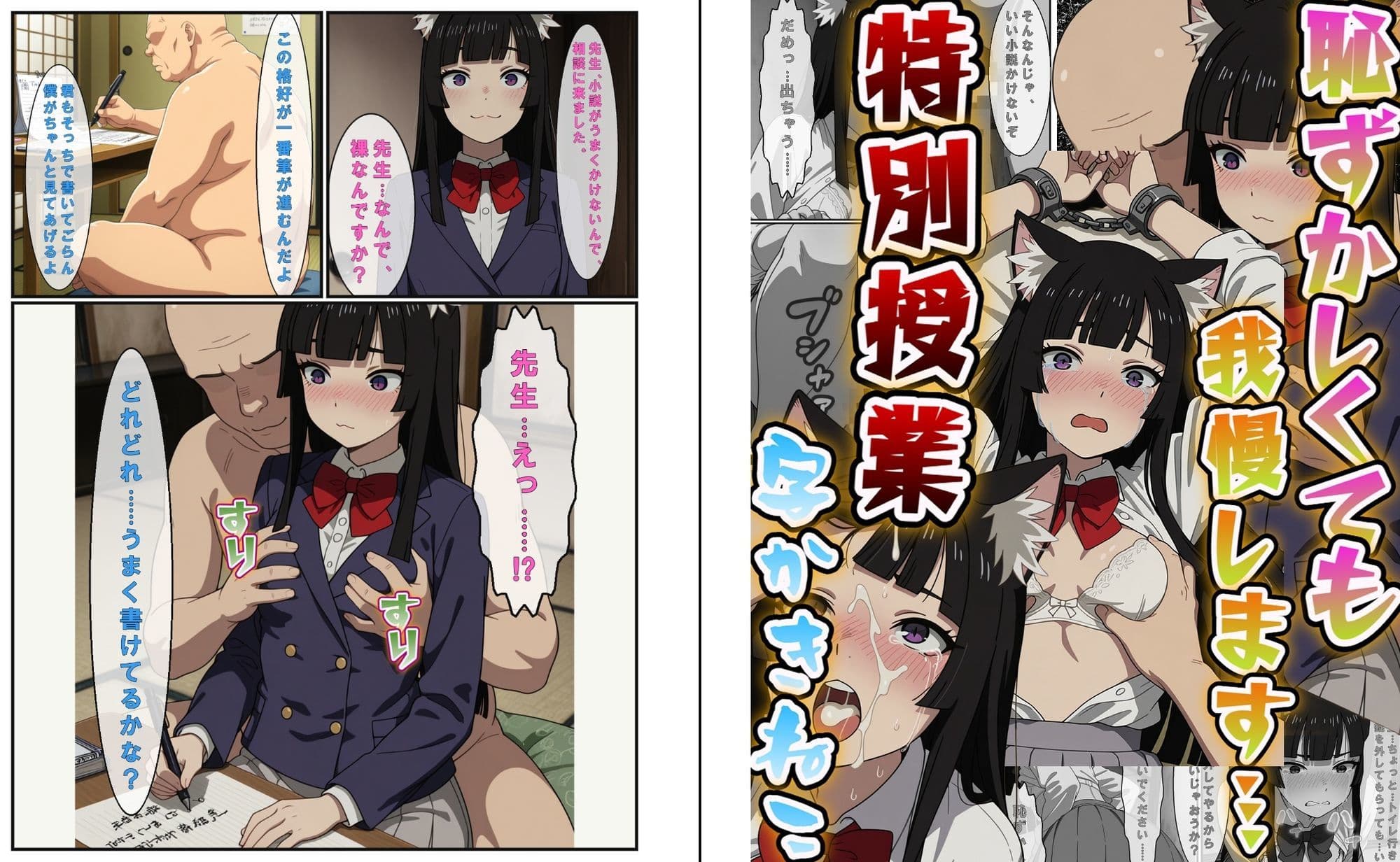 『捕獲された獣人女子、倉庫で男の餌食に！！』＆『恥ずかしくても我慢します…。字かきねこの特別授業』【静止画304枚（セリフあり・なし収録）＋動画8本（13分12秒）/音声・効果音入り】 サンプル6