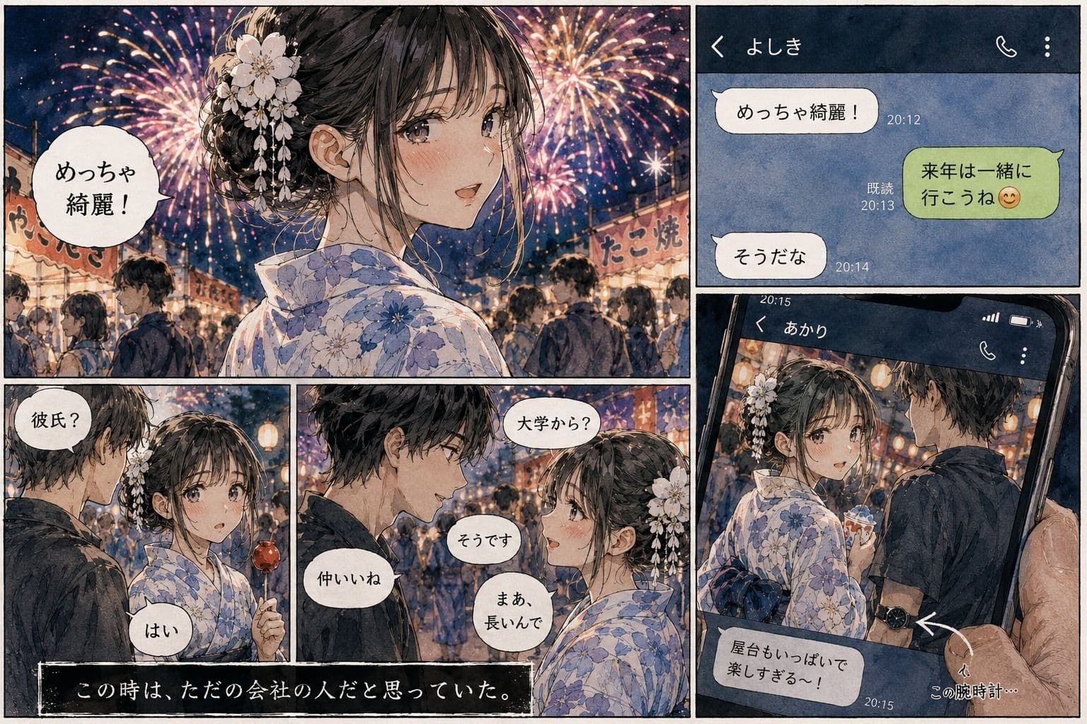 花火大会の夜、彼女の位置情報がラブホテルで止まった。 サンプル1