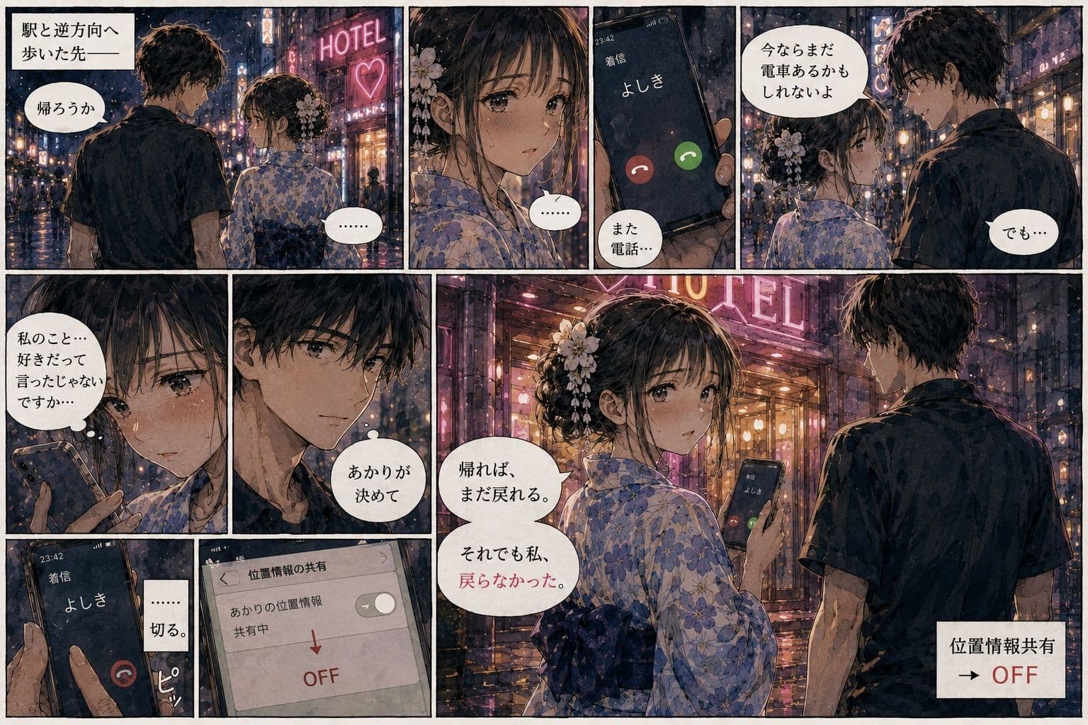花火大会の夜、彼女の位置情報がラブホテルで止まった。 サンプル2