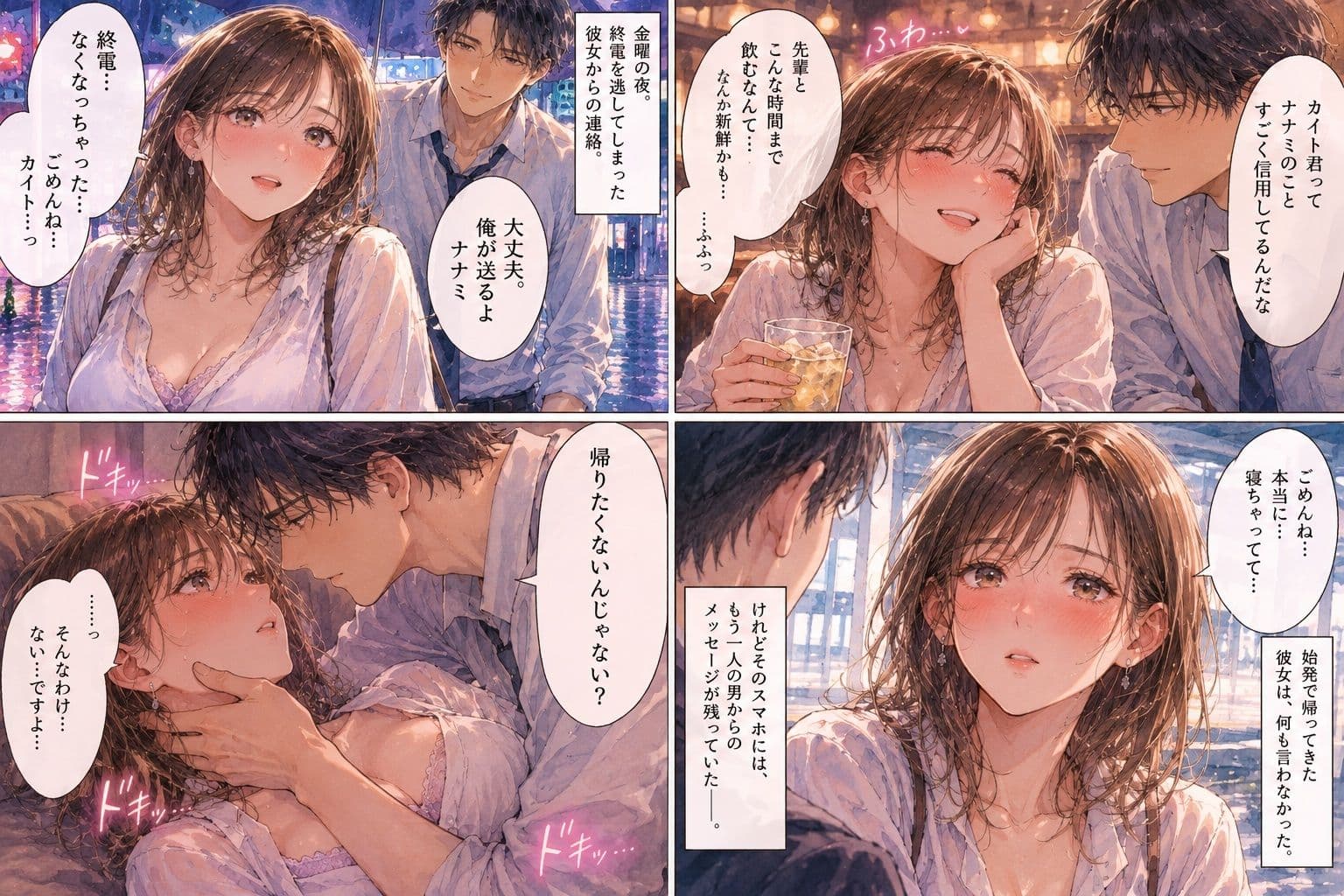終電を逃した彼女と、彼女を送るはずだった会社の先輩。 〜始発までの5時間〜 サンプル1