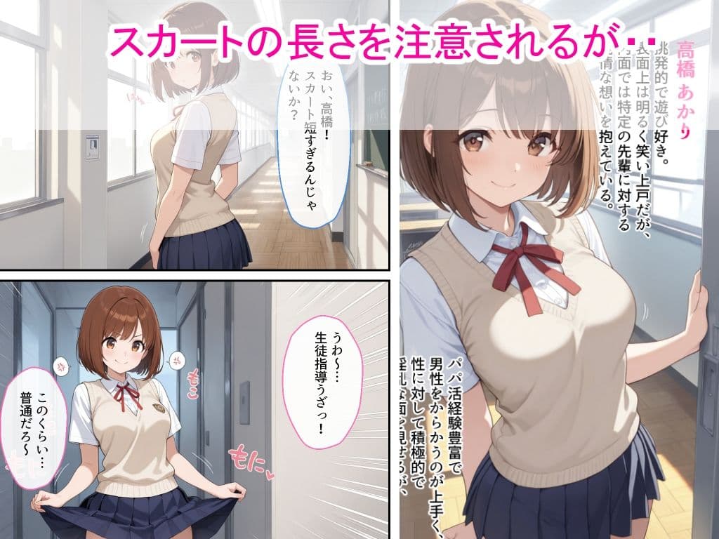 【スマホ快適版】パパ活女子校生が生徒指導教師に脅され中出しをした話 サンプル1