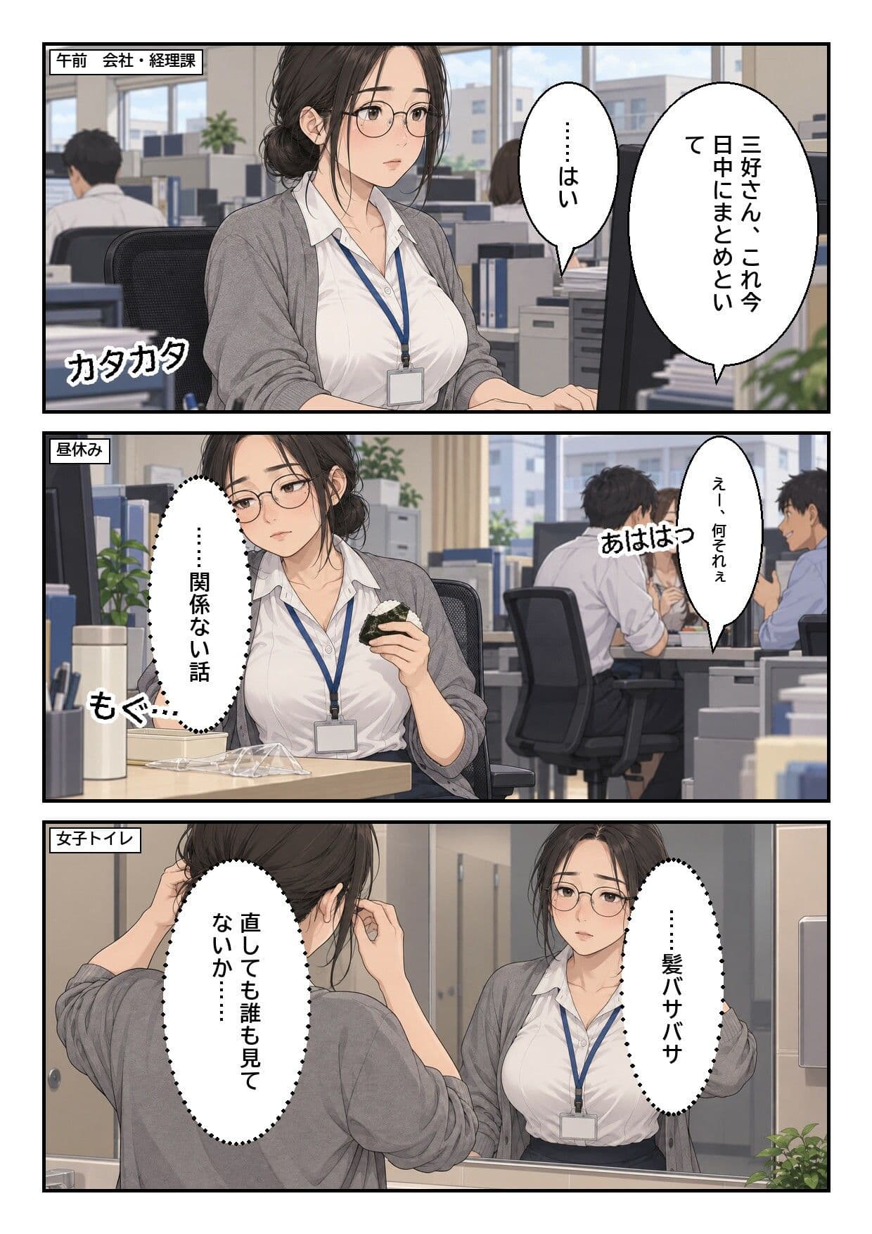 処理してない地味な先輩（34）が、年下の後輩に腋のニオイを嗅がれて全部見られた話 サンプル2
