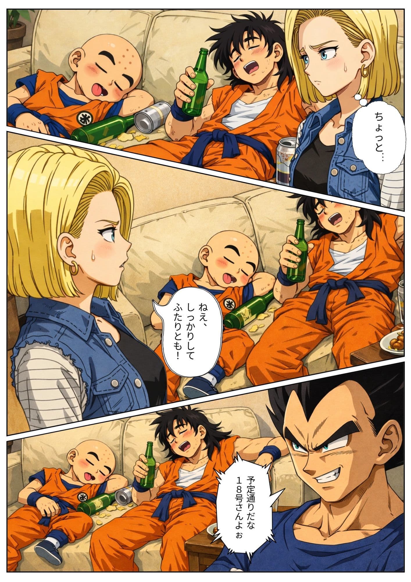 【NTR漫画】部屋飲み二人きりわずかな時間で寝とられる18号 帰宅したクリ○ンの隣で朝までサイヤ人とヤリまくり 1〜3完全版＋特典29枚合計104枚 サンプル5