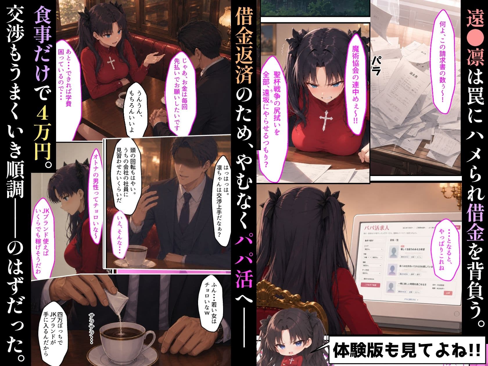 【漫画】遠●凛がパパ活おじさんに理解らせられる話 サンプル2