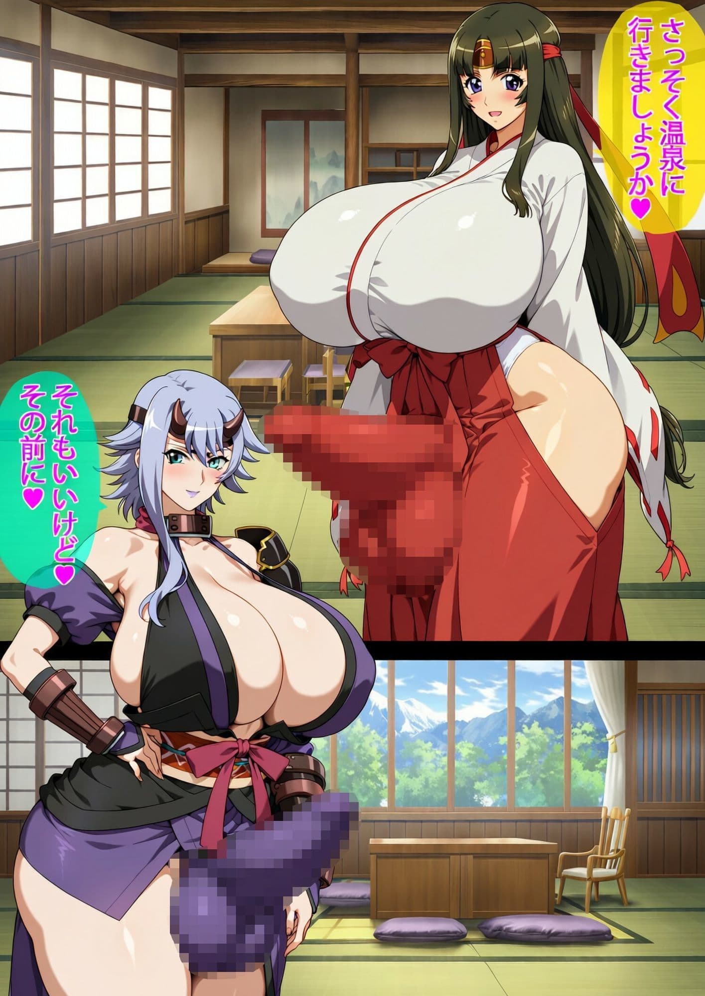 ふたなり武者巫女ト〇エ＆甲魔忍シ〇カ 抑えられない性欲解放 サンプル3