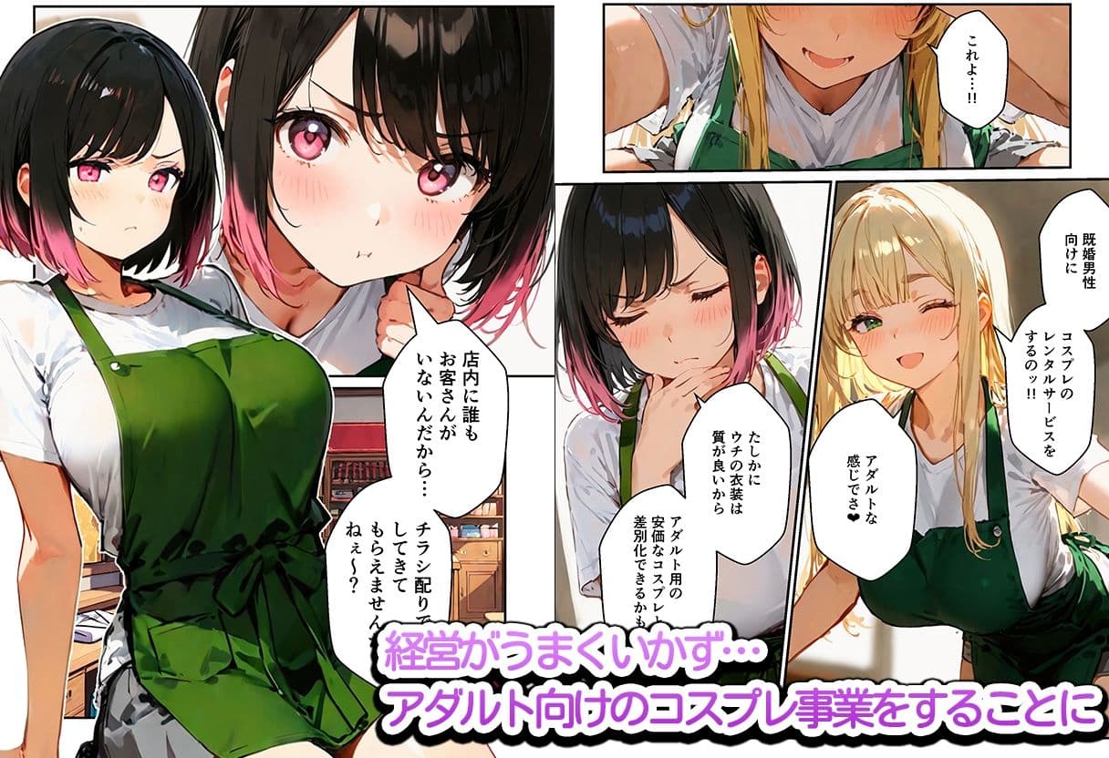 裏オプありコスプレ屋さんの3姉妹！パパたちを寝取りまくって大盛況 サンプル2
