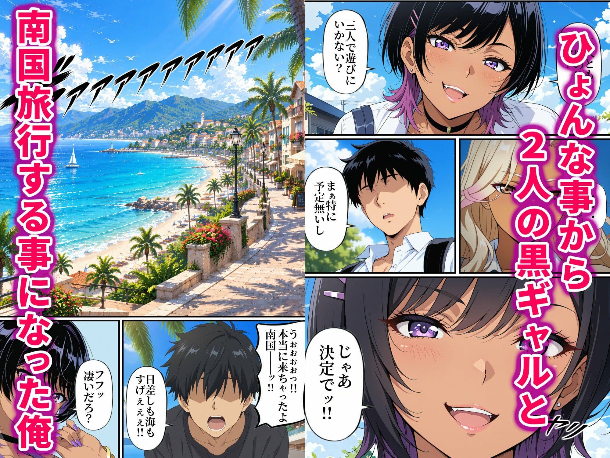 黒ギャル幼馴染VSボーイッシュ黒ギャル〜南国ビーチで俺の取り合いが始まった話〜 サンプル1