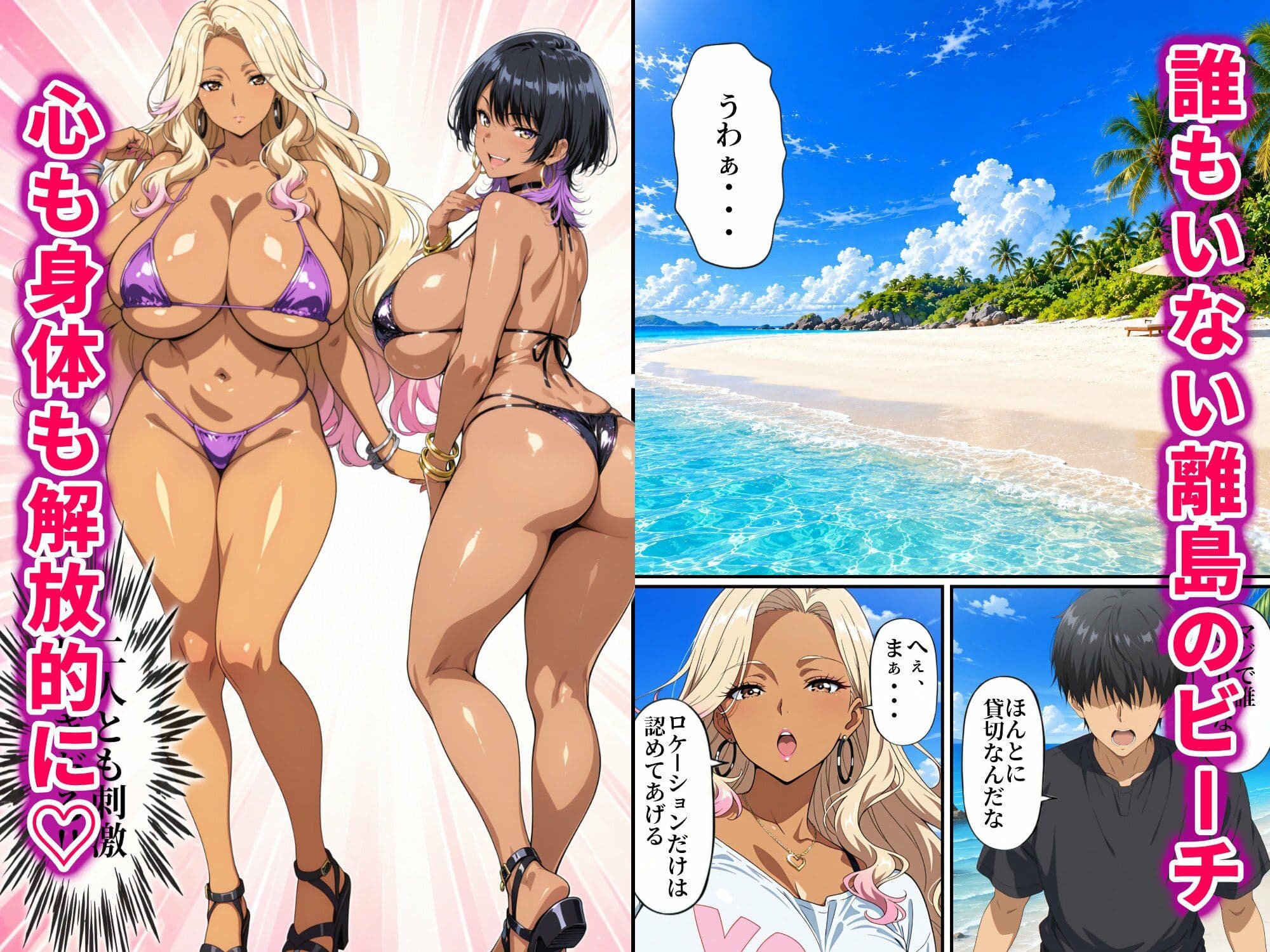 黒ギャル幼馴染VSボーイッシュ黒ギャル〜南国ビーチで俺の取り合いが始まった話〜 サンプル2