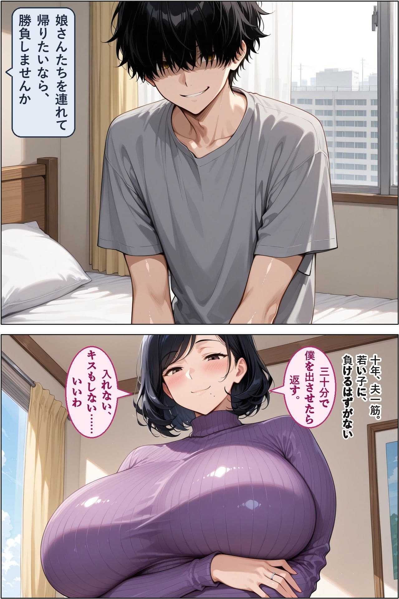 娘を取り返しに来た長乳ママ（48）、10年レスの体を隣の大学生にわからされて家庭ごと差し出す サンプル3