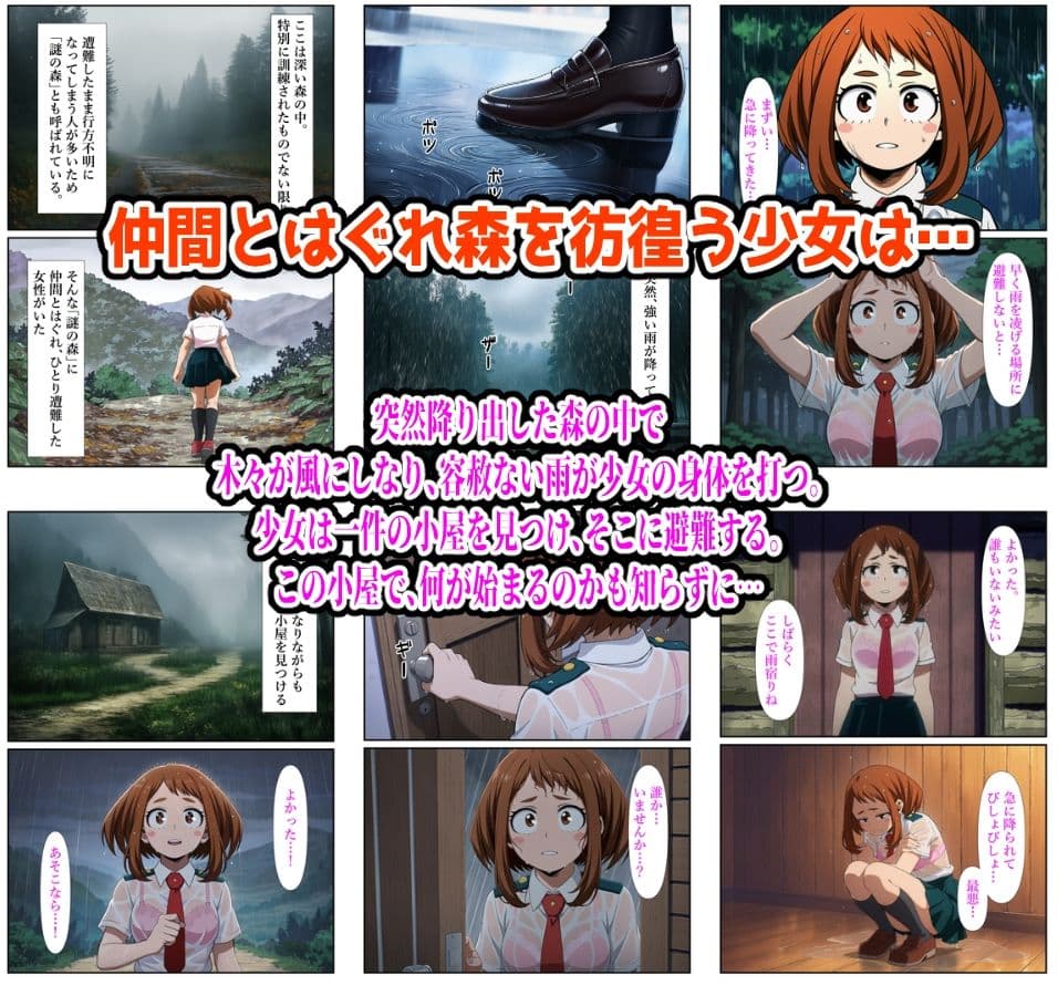 雨宿り濡れ透けレ●プ（お茶子編） サンプル1