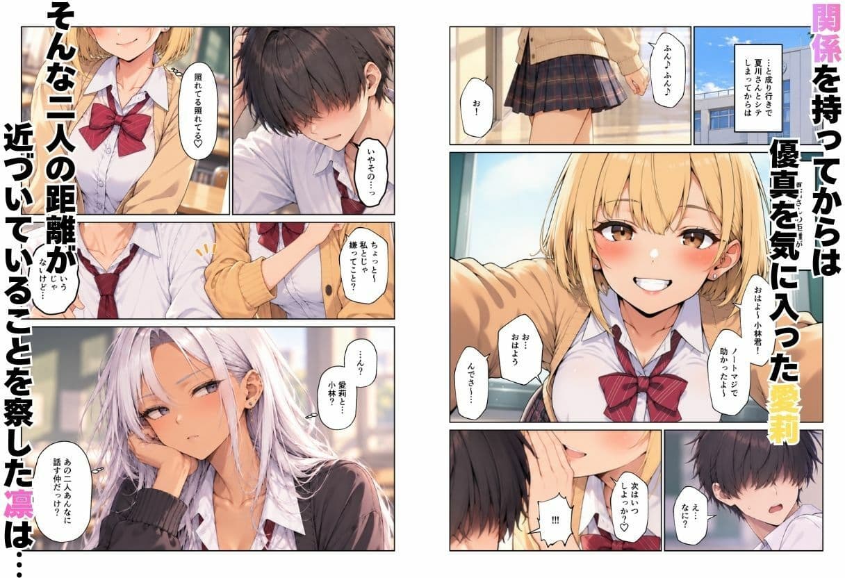 ギャルハーレム ノートを貸したら同級生金髪・銀髪ギャルとえっちな学校生活になった話 サンプル5