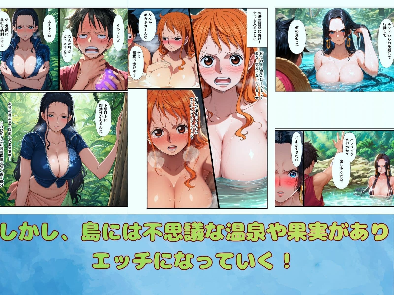 ワ◯ピースヒロインと無人島漂流でハーレムセックス サンプル3