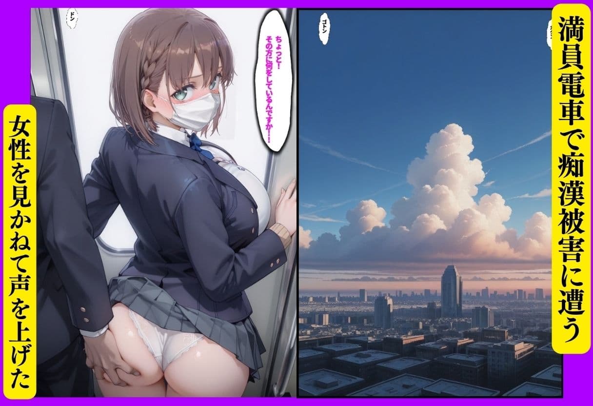 たわわ痴●堕ち 〜満員電車で正義感が仇になった女〜 サンプル1