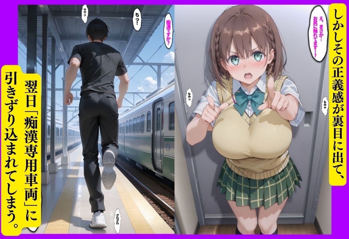 たわわ痴●堕ち 〜満員電車で正義感が仇になった女〜 サンプル2