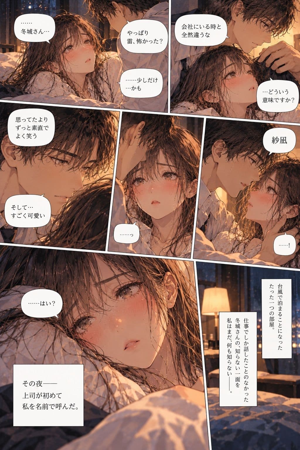 台風で帰れなくなった彼女が、会社の上司とホテルの同じ部屋に泊まることになった。 サンプル6