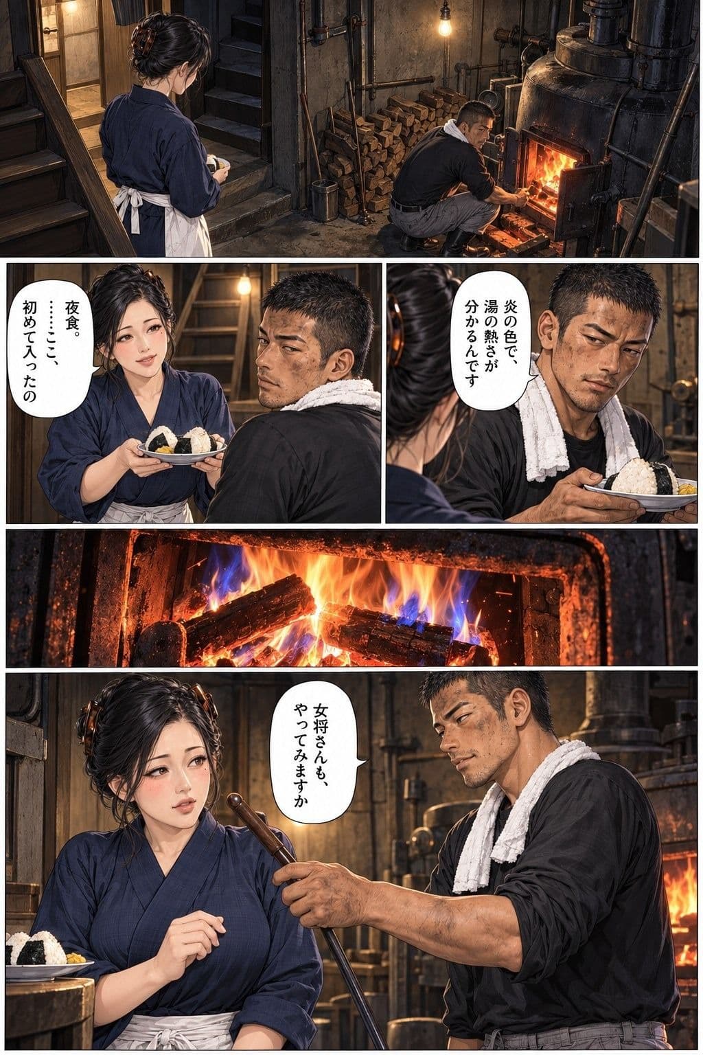 銭湯の住み込み四夜 第1話 閉店後の釜場で、41歳の人妻の女将が住み込みの釜焚きに抱かれる サンプル5