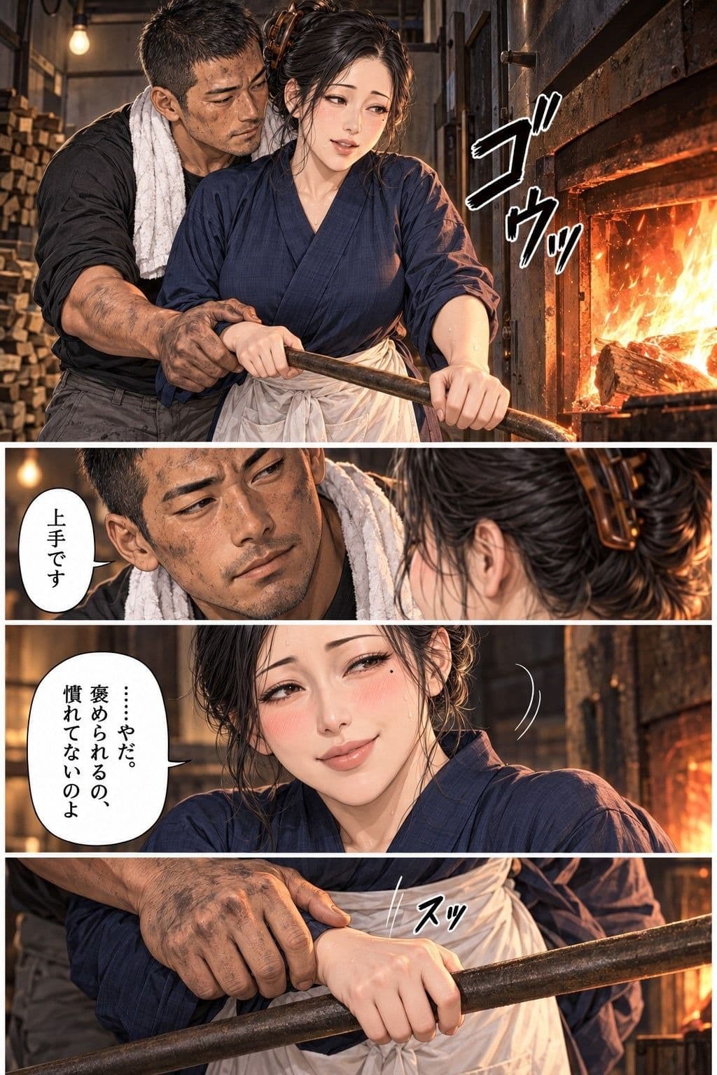銭湯の住み込み四夜 第1話 閉店後の釜場で、41歳の人妻の女将が住み込みの釜焚きに抱かれる サンプル7