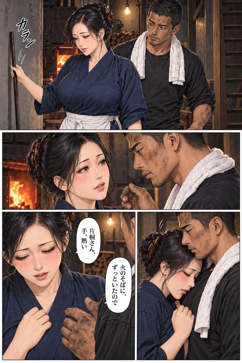 銭湯の住み込み四夜 第1話 閉店後の釜場で、41歳の人妻の女将が住み込みの釜焚きに抱かれる サンプル8