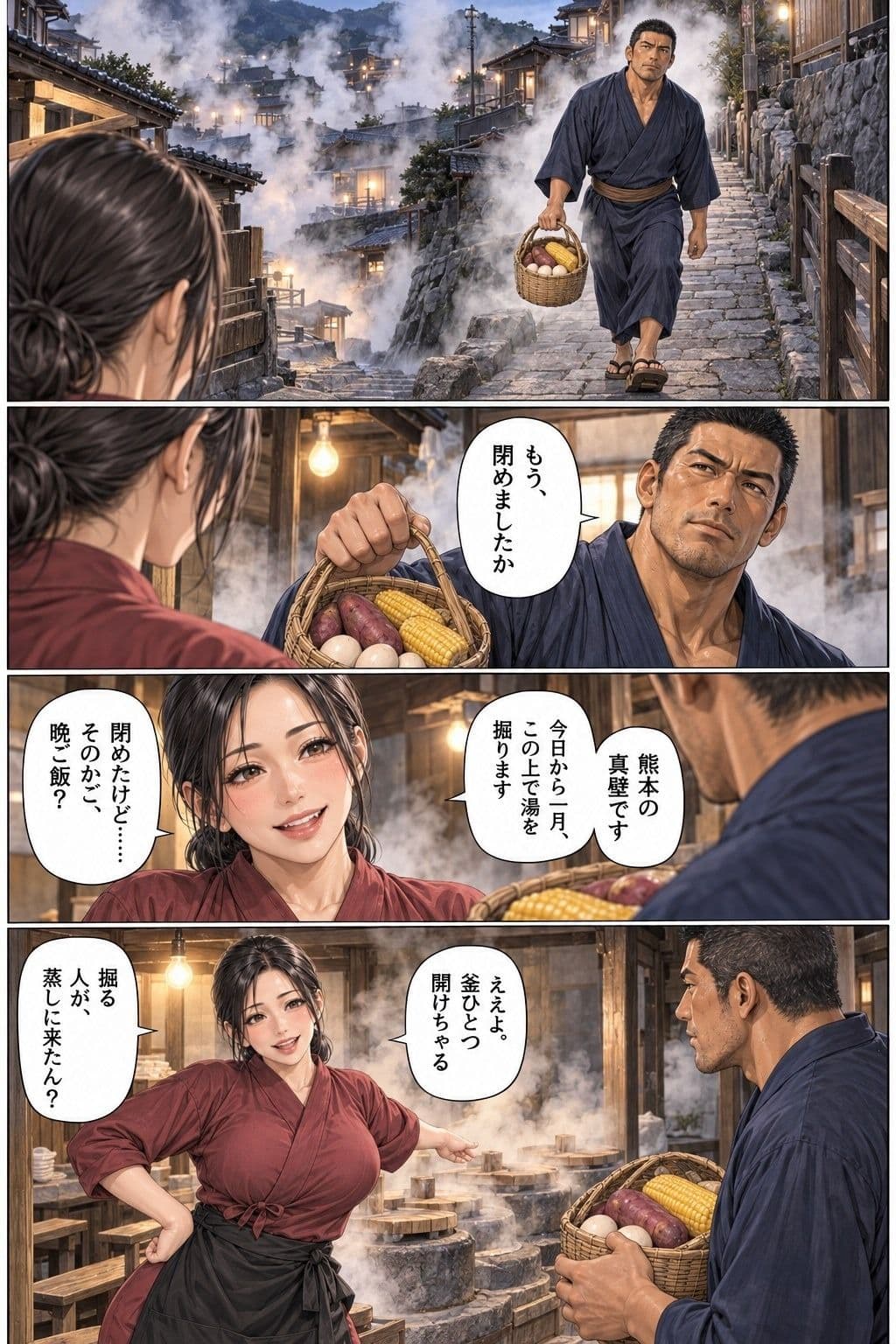 別府鉄輪 湯けむりの蒸し小屋 第1話 39歳の人妻が、湯を掘りに来た職人と湯気の石室にこもる サンプル2