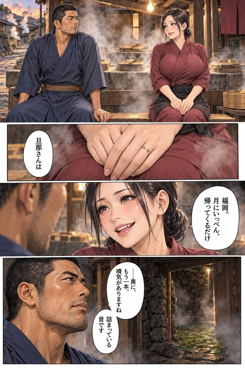 別府鉄輪 湯けむりの蒸し小屋 第1話 39歳の人妻が、湯を掘りに来た職人と湯気の石室にこもる サンプル4