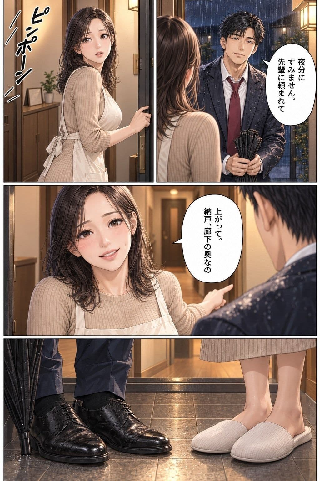夫の後輩と留守の家 第1話 夫が出張中の台所で、38歳の妻が夫の後輩に抱きすくめられる サンプル2
