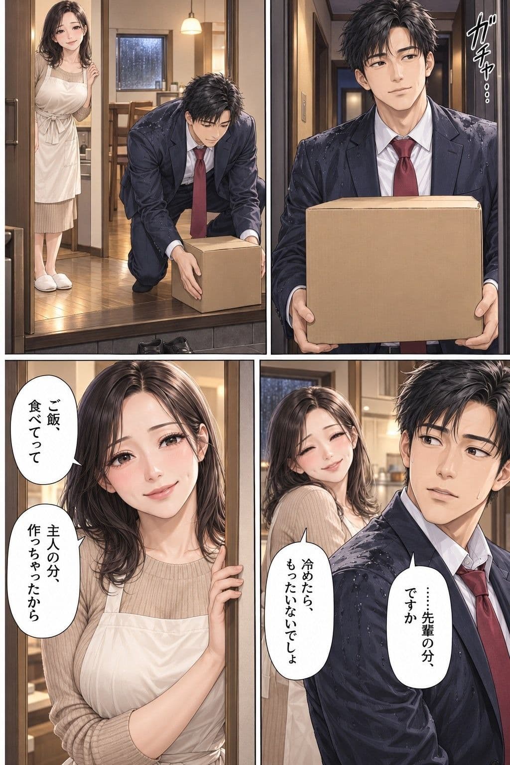 夫の後輩と留守の家 第1話 夫が出張中の台所で、38歳の妻が夫の後輩に抱きすくめられる サンプル3