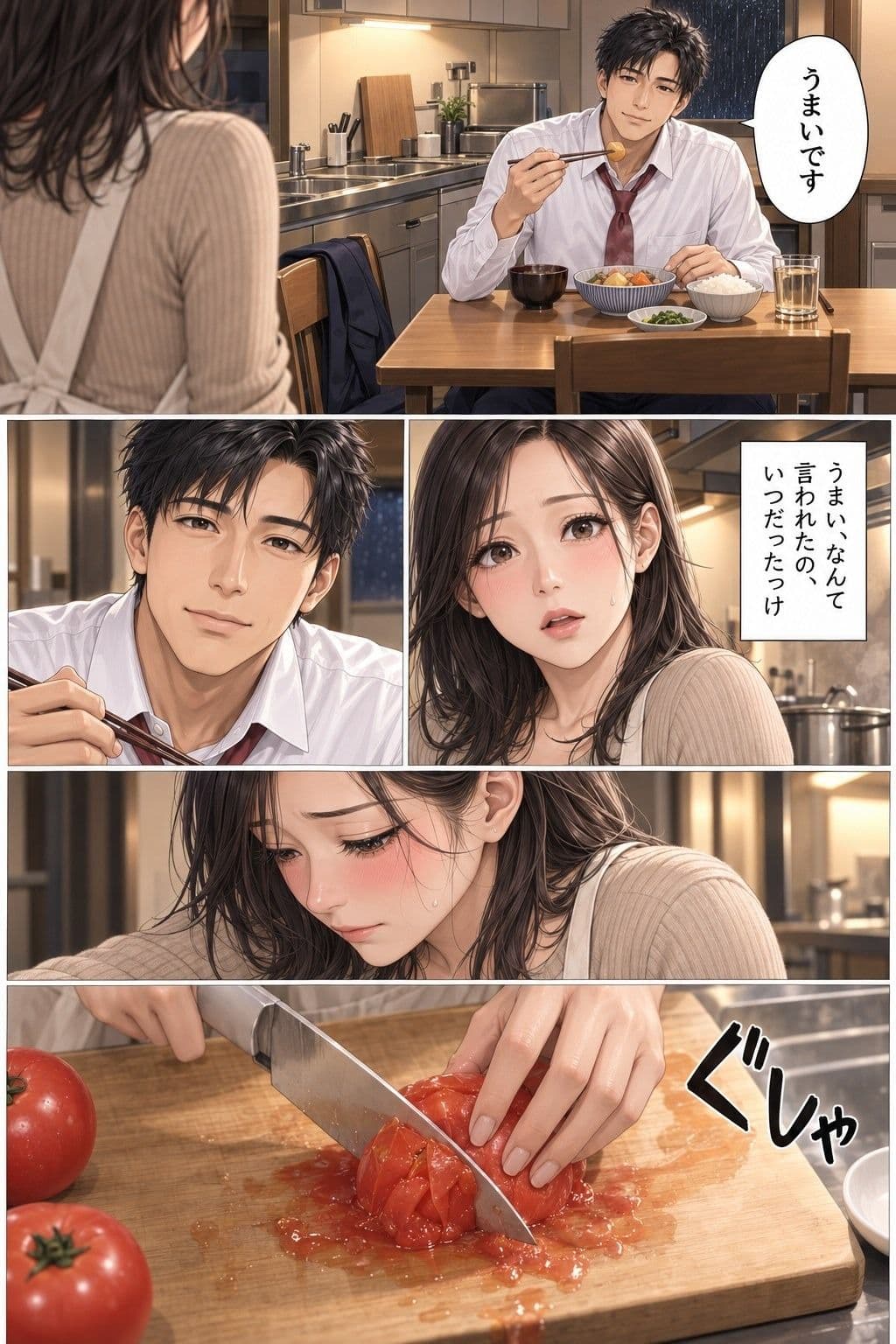 夫の後輩と留守の家 第1話 夫が出張中の台所で、38歳の妻が夫の後輩に抱きすくめられる サンプル4
