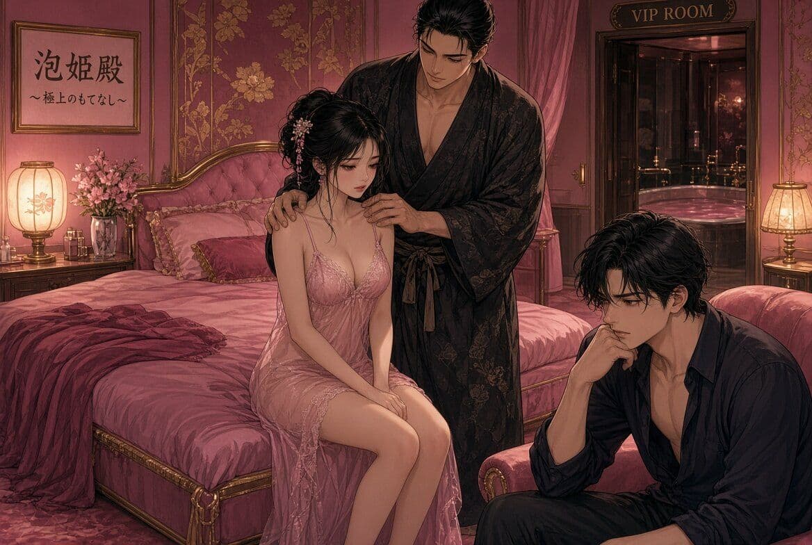 「カップルでソープランドに勤務中、VIP客から『彼氏さんも同席して』と言われ、同席したぼく」 サンプル6
