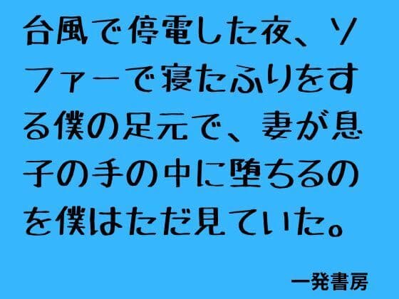 台風で停電した夜、ソファーで寝たふりをする僕の足元で、妻が息子の手の中に堕ちるのを僕はただ見ていた。