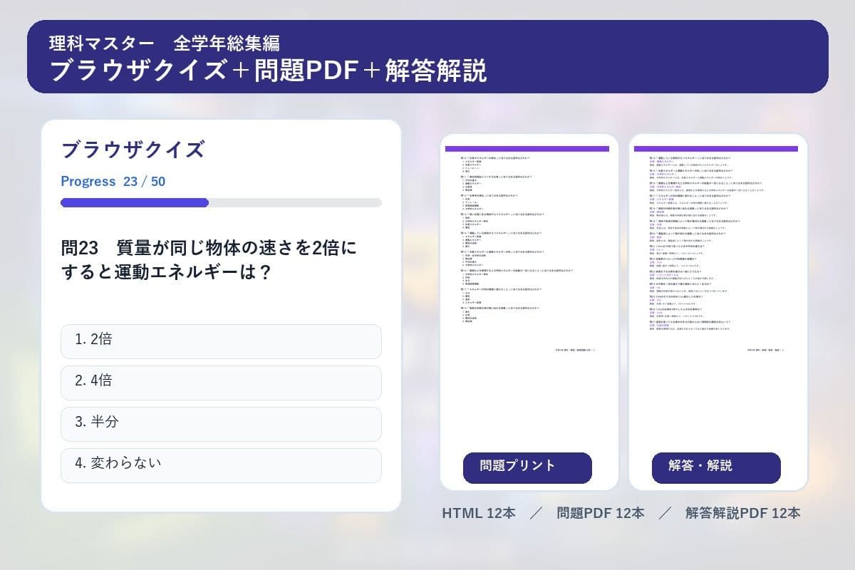 理科マスター 1〜3年 全学年総集編 〜物理・化学・生物・地学 全12分野606問〜 サンプル2