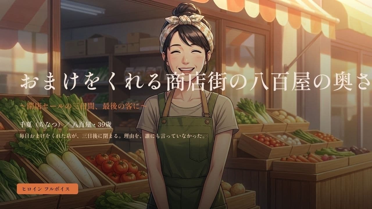 おまけをくれる商店街の八百屋の奥さん 〜閉店セールの三日間、最後の客に〜 サンプル1