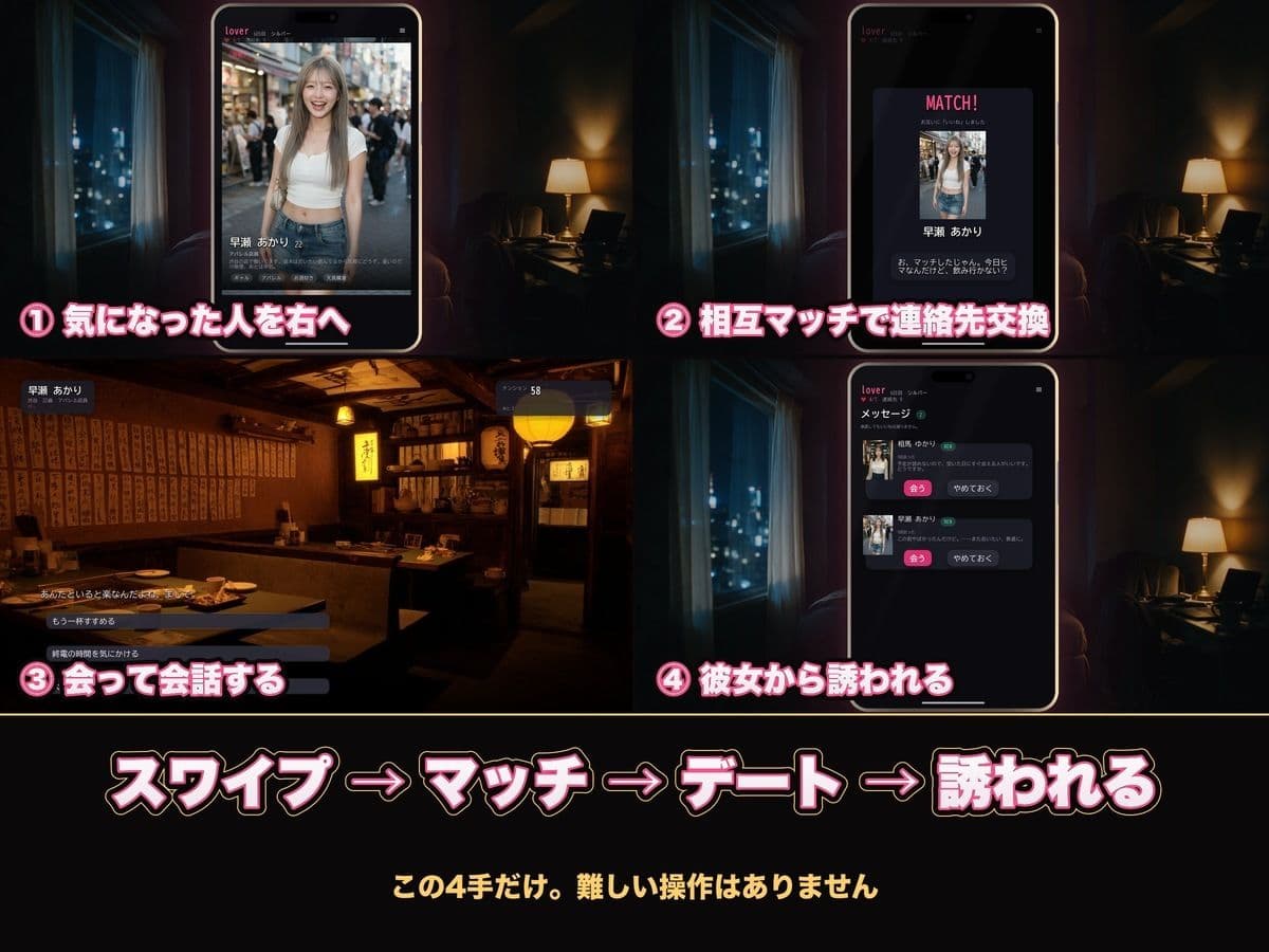 【実写系Hゲーム】ヤリモクしかいない出会い系アプリ 〜スワイプで即ハメ、素人娘20人全員とヤれる〜 サンプル3