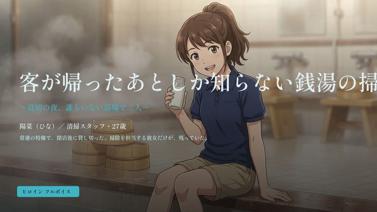 客が帰ったあとしか知らない銭湯の掃除係〜貸切の夜、誰もいない浴場で二人〜 サンプル1