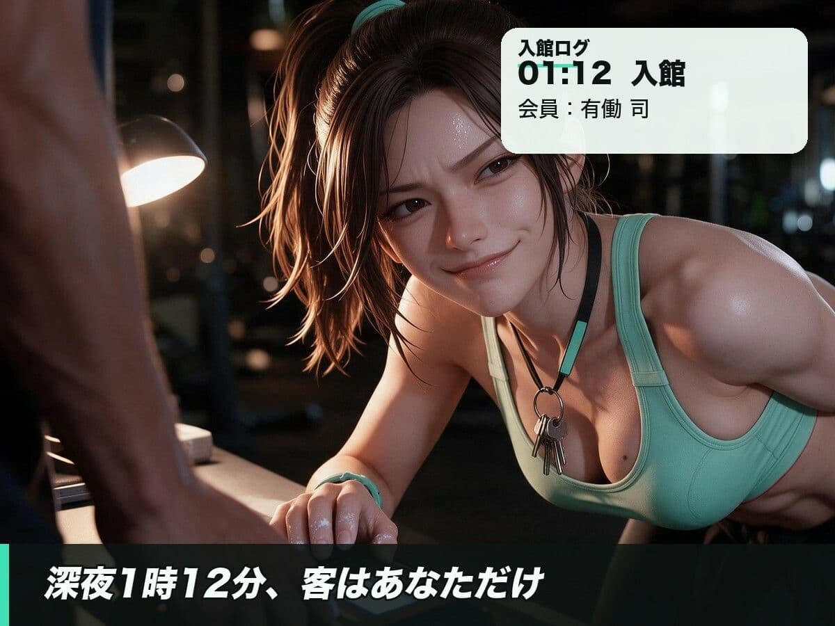 首まで赤いのは、心拍のせい。深夜ジムの強がりバディ〜汗だくスポブラで騎乗位、何度もイく〜 サンプル1