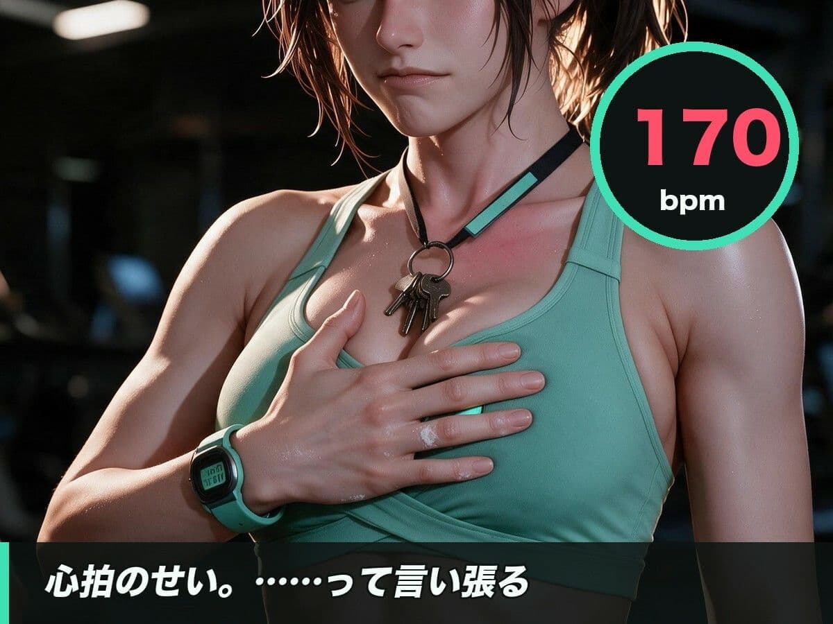 首まで赤いのは、心拍のせい。深夜ジムの強がりバディ〜汗だくスポブラで騎乗位、何度もイく〜 サンプル4