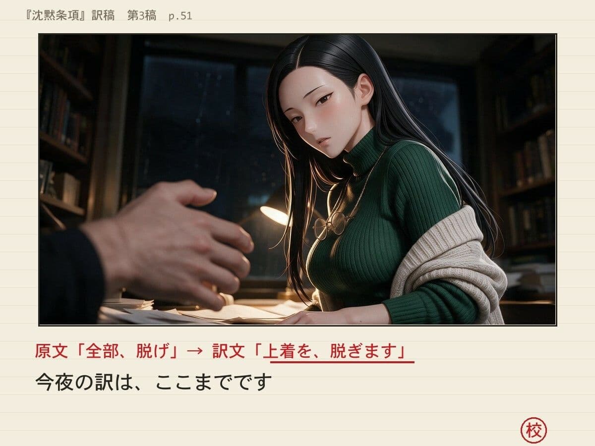 催淫アプリが効いたふりの黒髪巨乳翻訳家〜「……かかりました」と訳しながら、中出しまで許してくれる〜 サンプル3
