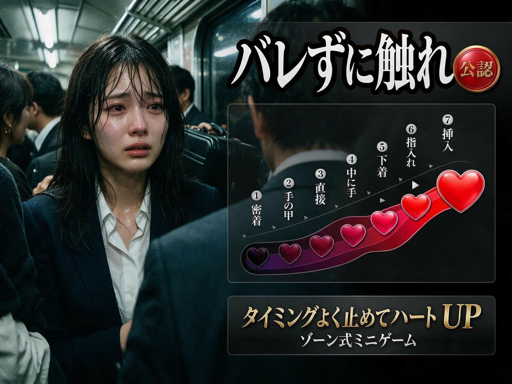 通勤痴● 乳首つまみ×尻揉み×生挿入×大量中出し 〜声も出せずに連続絶頂する10人の巨乳OL〜 サンプル2