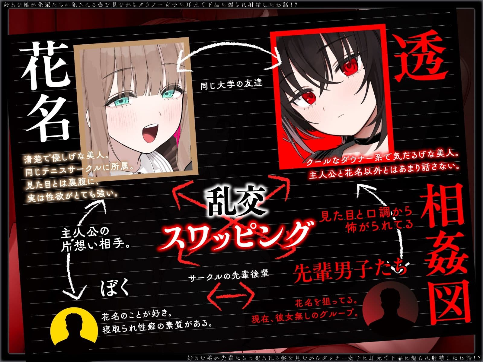 【NTRヤリサー合宿×スワップ】好きな娘が先輩たちに犯●れる姿を見ながらダウナー女子に耳元で下品に煽られ射精したお話！?【淫語(はーと)囁き(はーと)背徳感(はーと)】 サンプル4