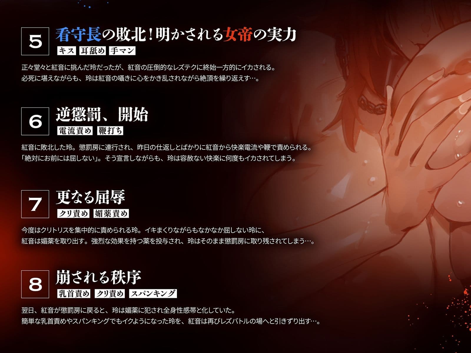【監獄・レズバトル】刑務官vs女囚人〜「鉄の女」と恐れられる女刑務官が、圧倒的なカリスマを持つ女囚人ボスに敗北し逆懲罰される話〜【KU100】 サンプル6