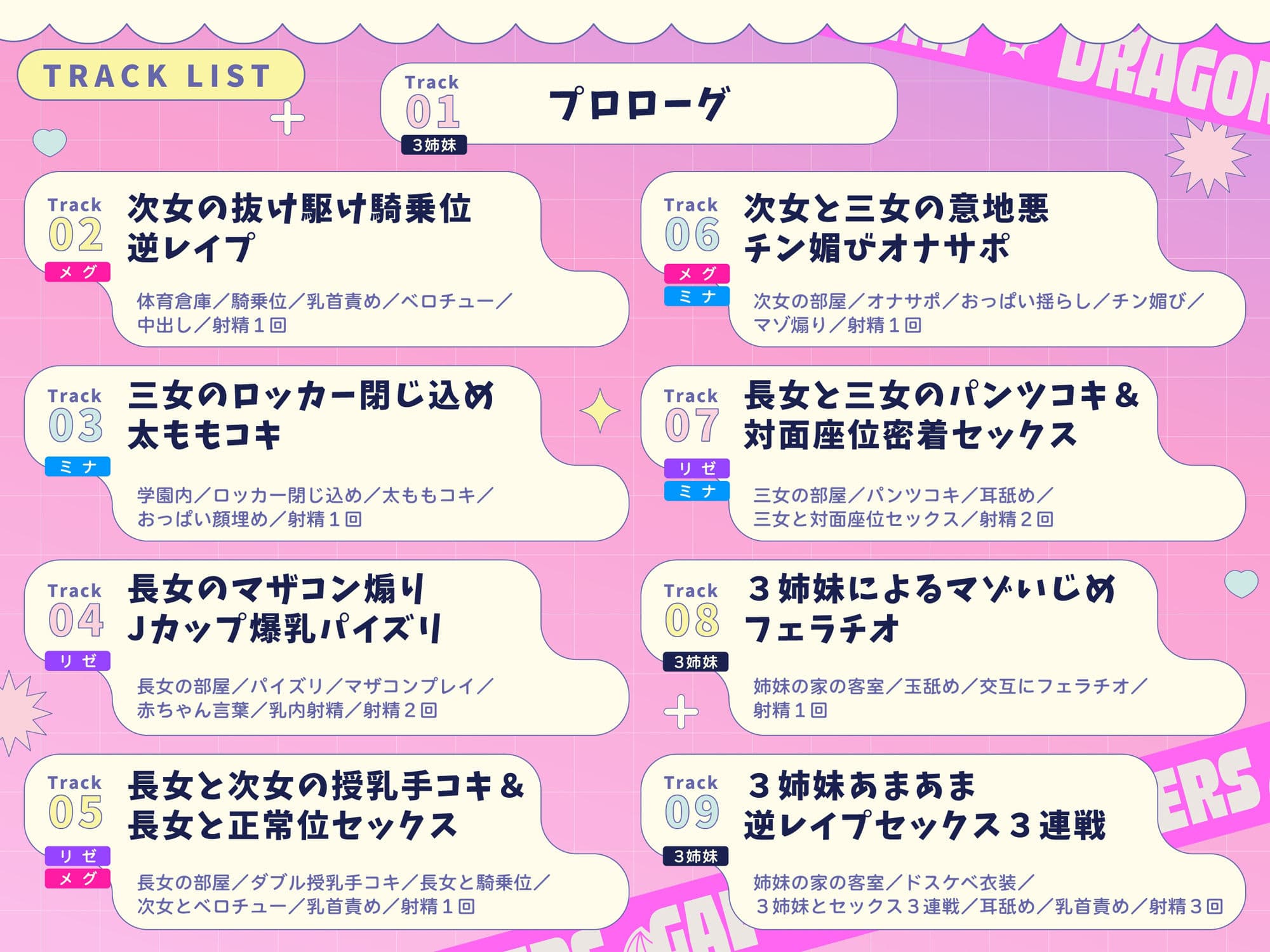 【3時間超え】ドラゴン娘3姉妹ギャルの愛の巣づくり（はーと）〜長身貴族ドラゴン娘3姉妹ギャルのマゾオス捕食えっち〜【オホ声逆レ〇プ】 サンプル5