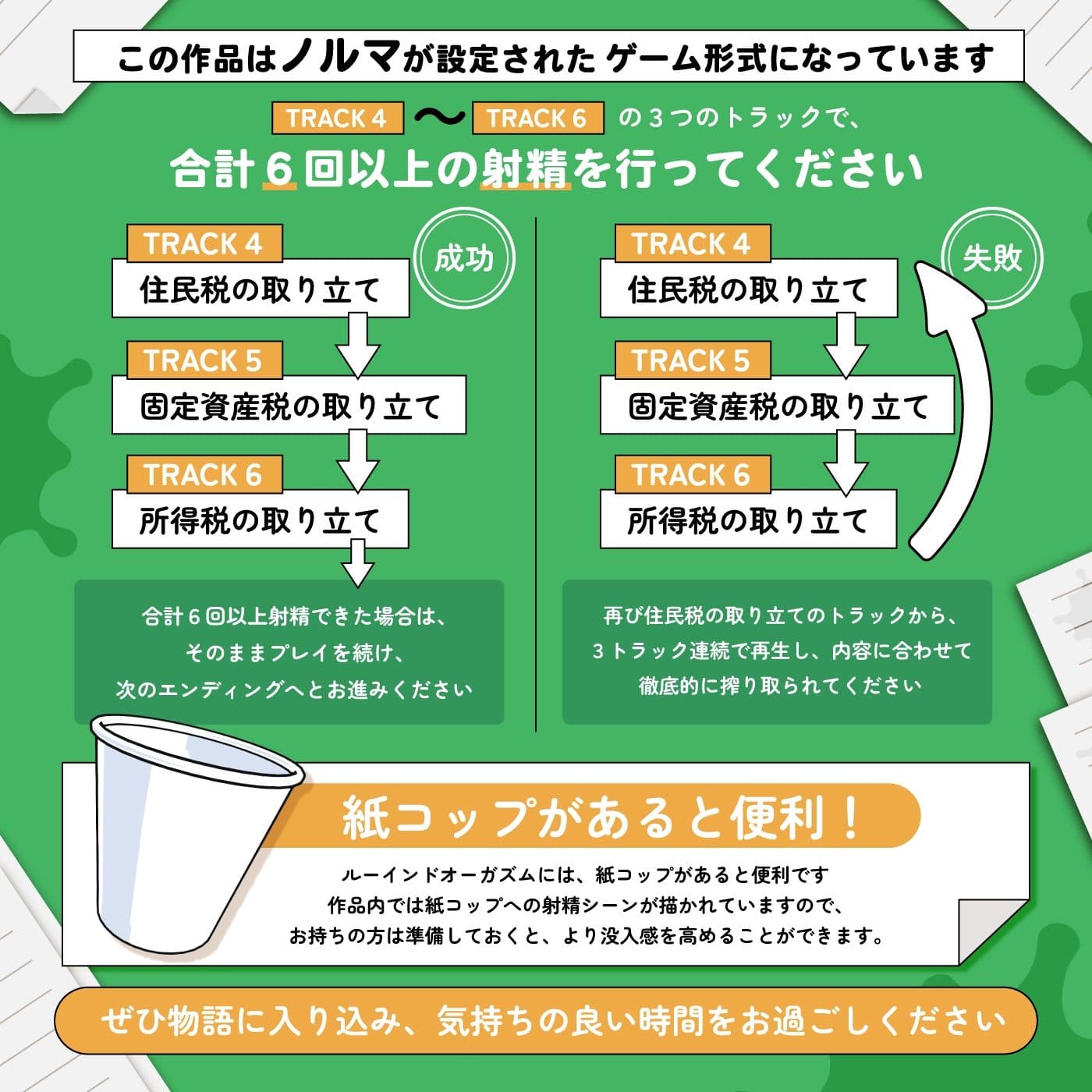 【ノルマ式・男性受け】女性職員達による税金未納の取り立て業務「納税義務1」〜住民税・固定資産税・所得税・射精税〜【6回の事務的ルーインドオーガズムでクリア】 サンプル3